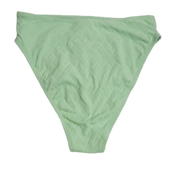 Bikini Bottoms High Leg High Waist Xhilaration Green Chevron Women's Size L - Picture 2 of 9